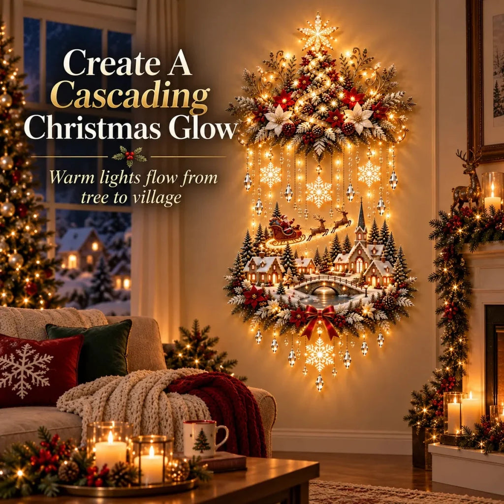 🌟 Enchanted Village Tree – Lighted Christmas Wall Hanging | Glowing Holiday Decor 🌟