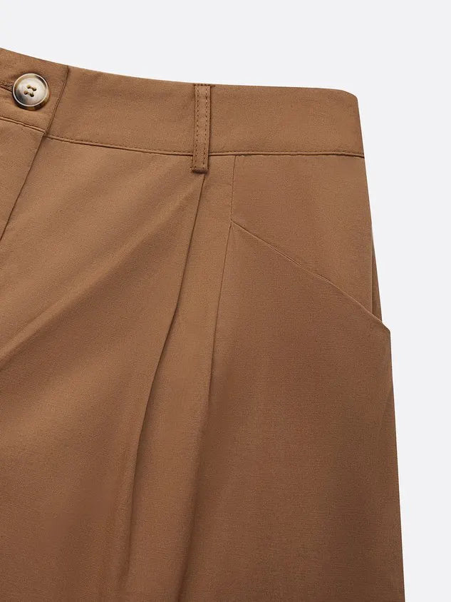 Casual Plain Pockets Turnip Pants No Belt