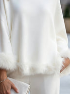 Elegant Faux Fur-Trimmed Knit Sweater