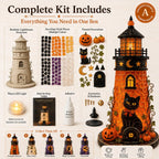 🎃 Beginner-Friendly Lighted Halloween Lighthouse DIY Kit – Sea Glass-Style Mosaic Collection
