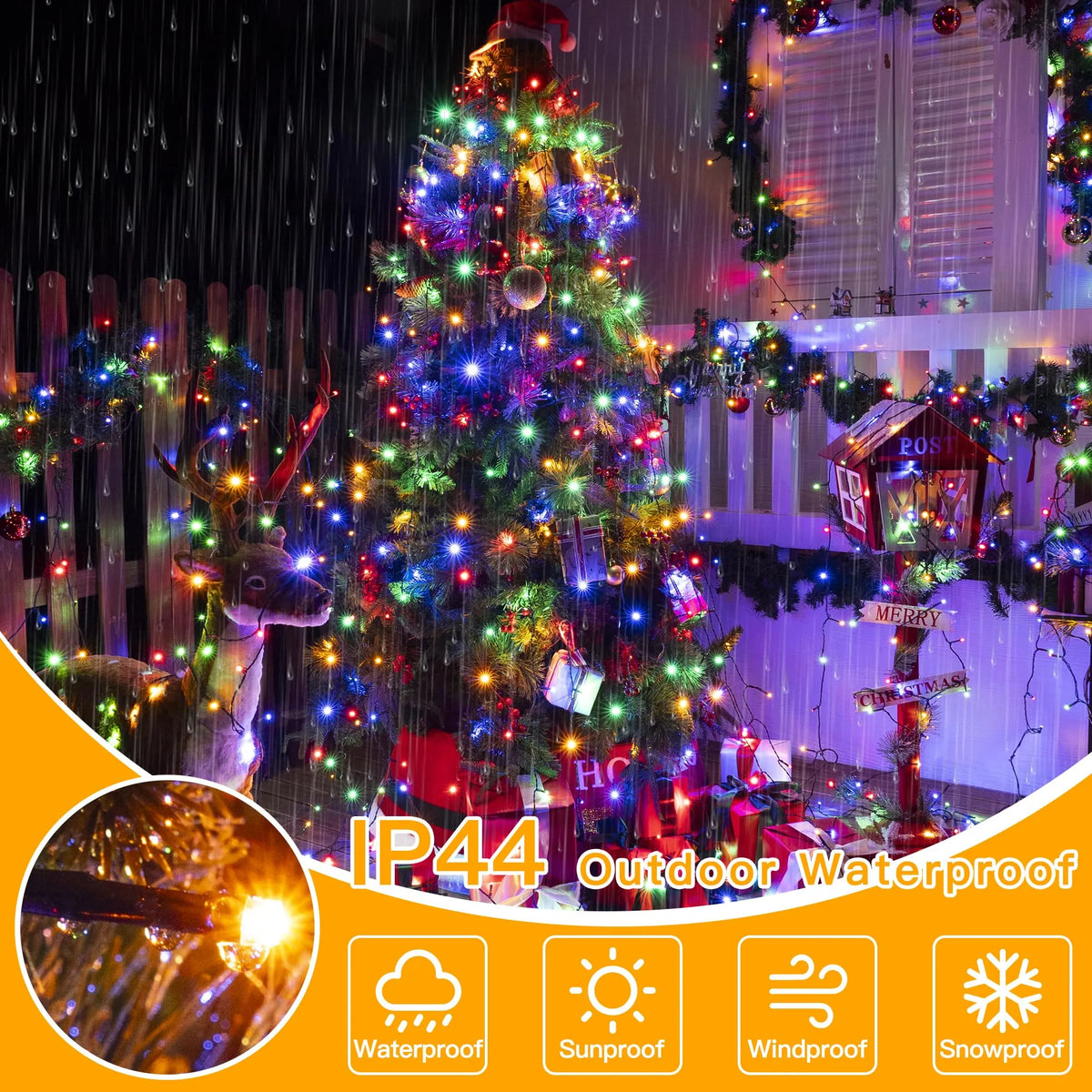 🔥Waterproof Christmas Tree Waterfall Lights with Ring