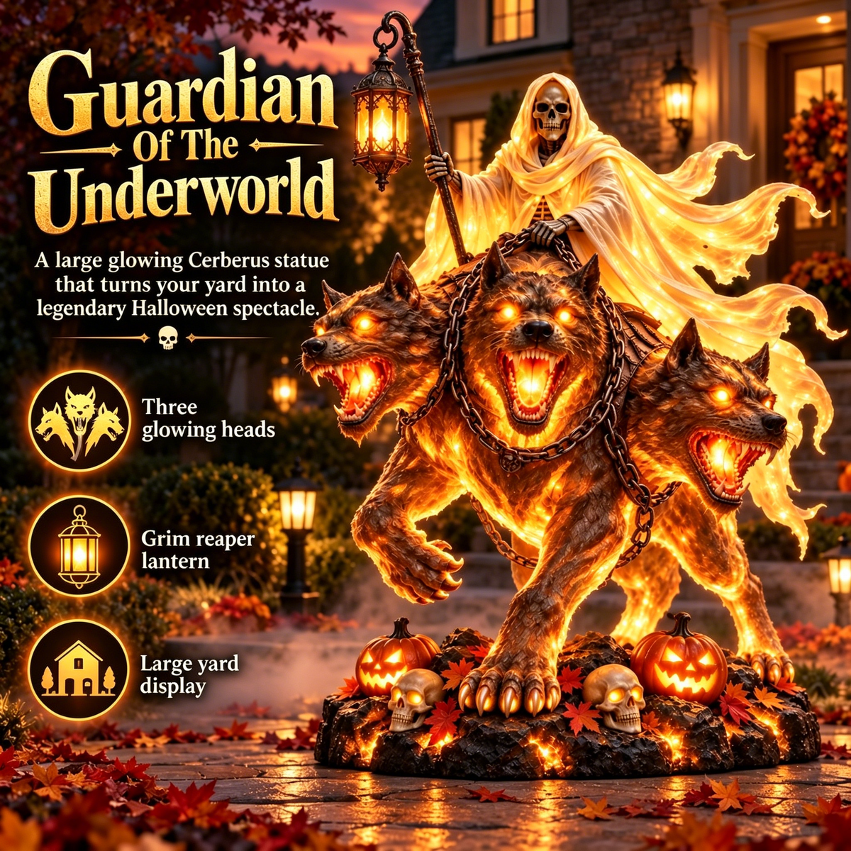Cerberus Guardian Halloween Statue