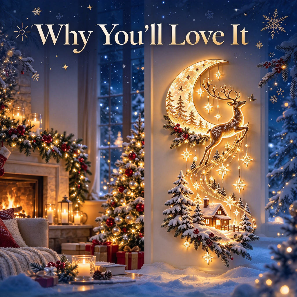 🌙 Moonlit Reindeer – Christmas Wall Light 🦌