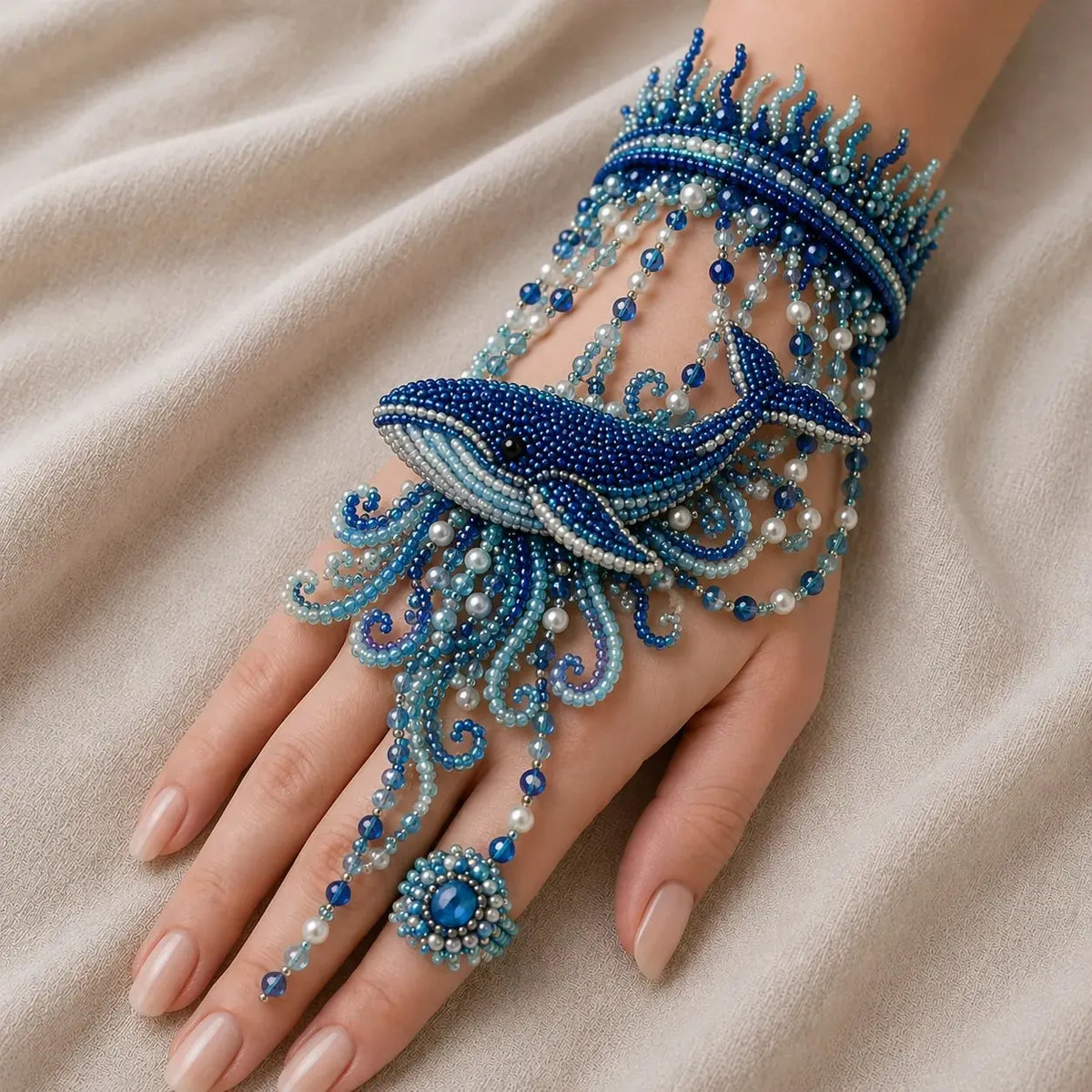 🌊 DIY Ocean Beaded Hand Bracelet Kit
