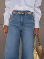Pockets Casual Loose Jeans With No Belt