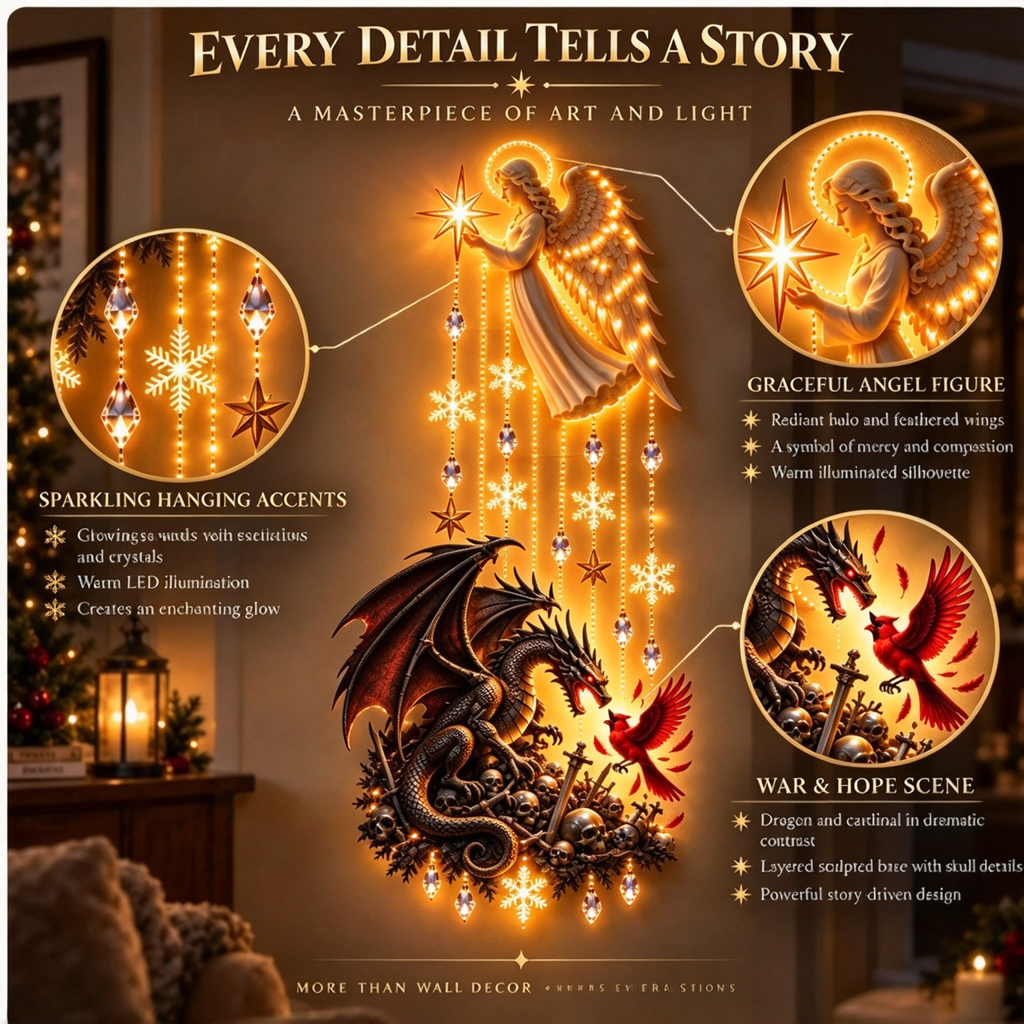 Angel Dragon Guardian Wall Lamp