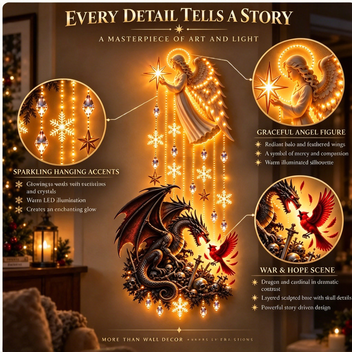 Angel Dragon Guardian Wall Lamp