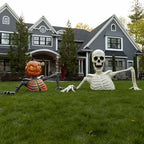 New! 5ft Pumpkin Skeleton Black Light Reactive Ground Breaker