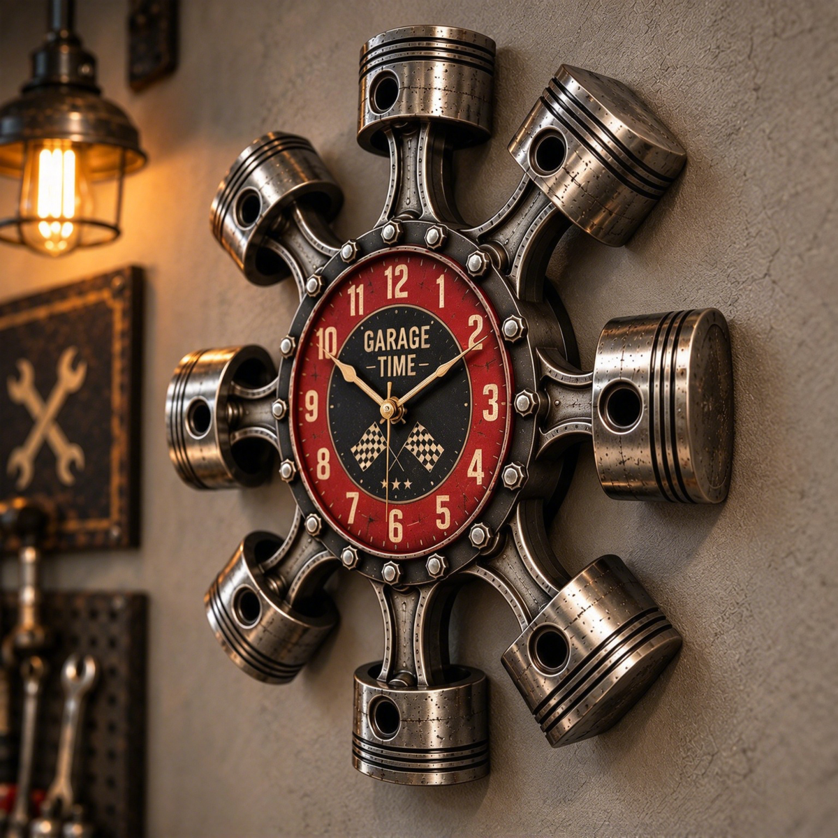 Radial Piston Engine Wall Clock