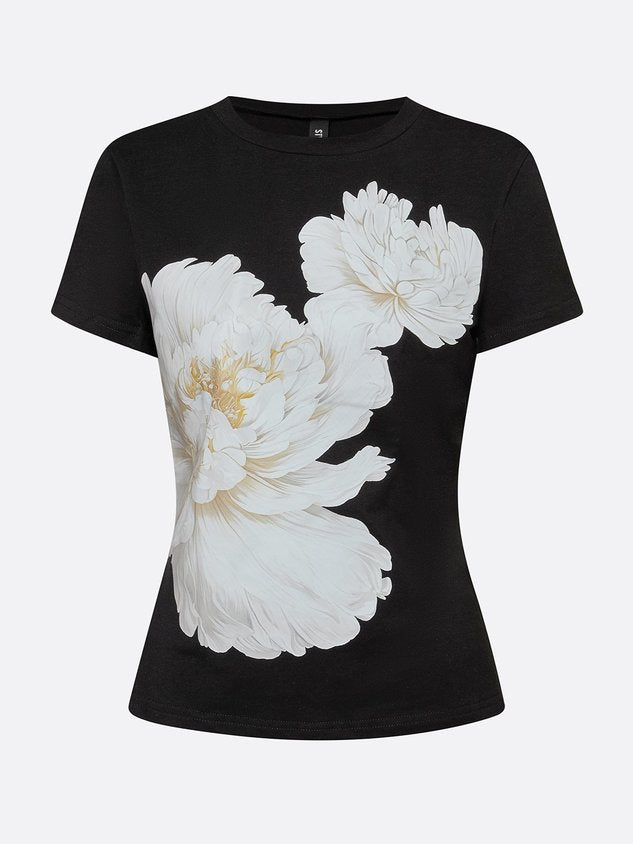 Casual Floral Slim Fit Graphic T-Shirt