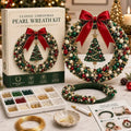 🎄 DIY Pearl Christmas Wreath Kit – Mini Handmade Bead Ornament for Tree, Bag & Decor