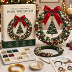 🎄 DIY Pearl Christmas Wreath Kit – Mini Handmade Bead Ornament for Tree, Bag & Decor