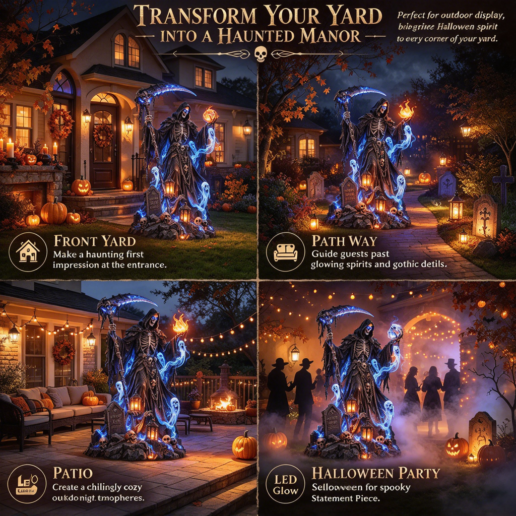 Grim Reaper Scythe Yard Statue