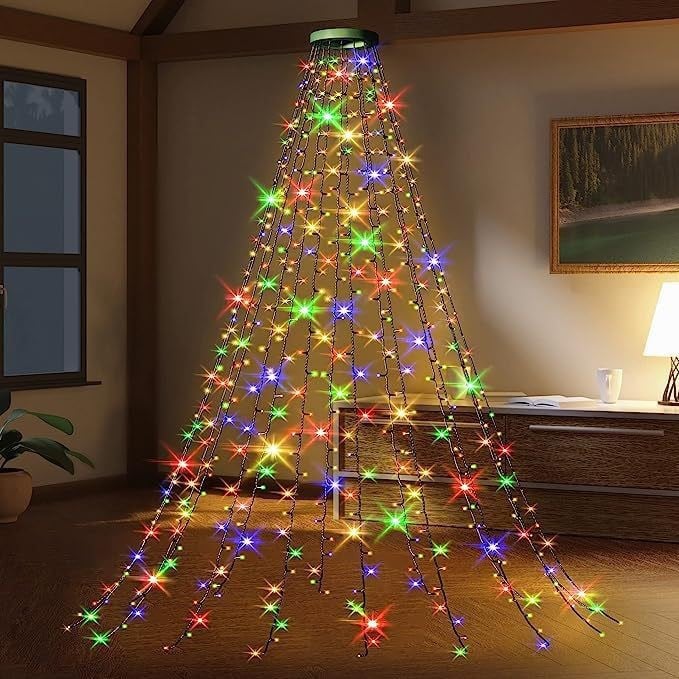 🔥Waterproof Christmas Tree Waterfall Lights with Ring