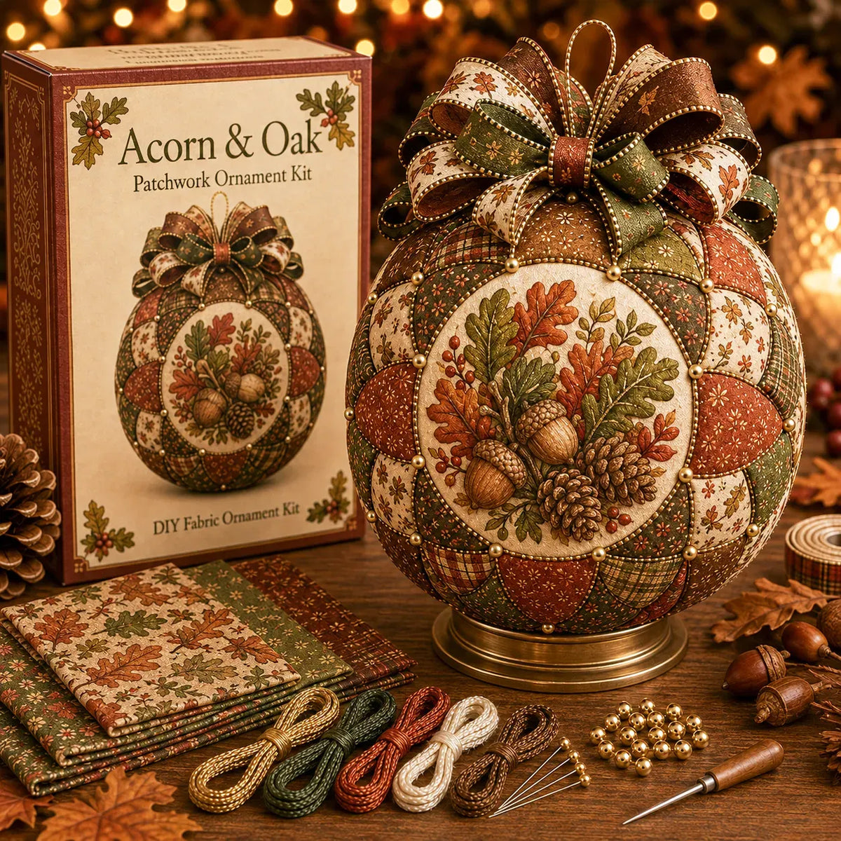 🍂 Beginner-Friendly DIY Autumn Thanksgiving Patchwork Ornament Kit Collection