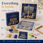 🕎 Premium 3D Pearl Hanukkah Art Kit | Luxury Flocked Canvas with Scratch-Resistant Non-Fading Acrylic Resin Pearls & Faceted Drills DIY Festival of Lights Decor 💙✨