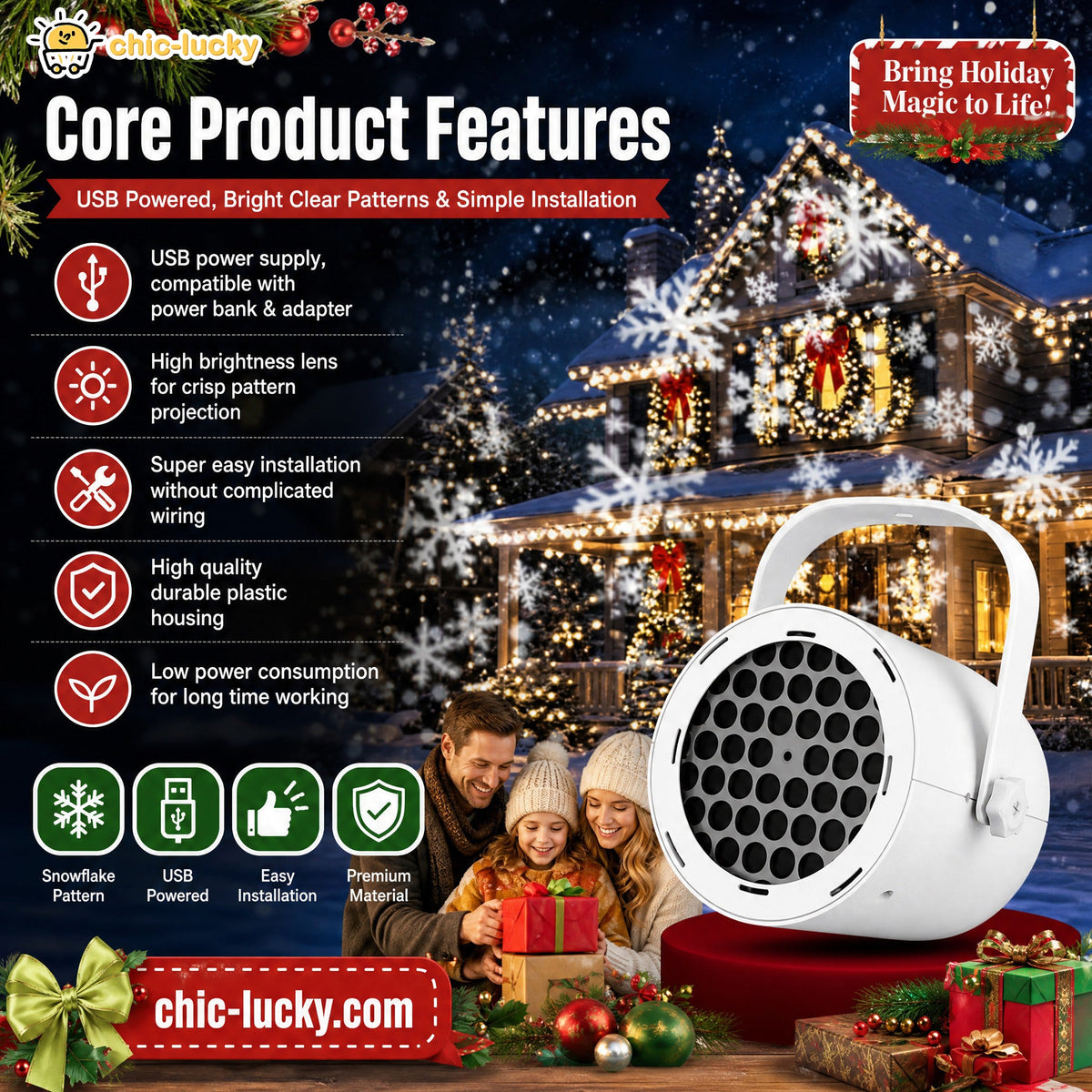 📢LAST DAY SALE ONLY ￡9.99!!🔥🎅【🎁Best Christmas Gift🎁】🎄16-Pattern USB Christmas Projector Light