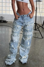 Women's Y2k Ripped And Frayed Jeans