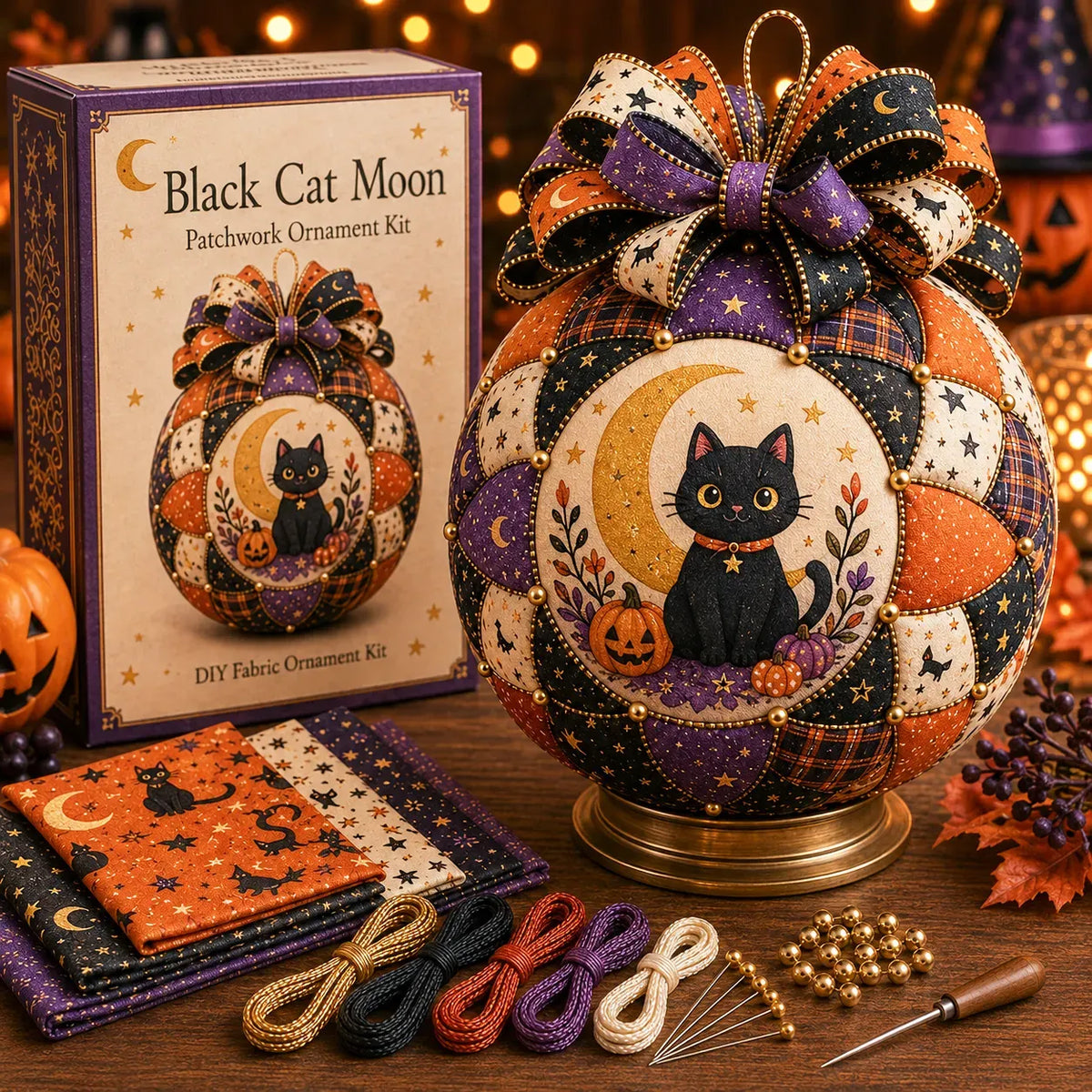 🎃 Beginner-Friendly DIY Halloween Classics Patchwork Ornament Kit Collection
