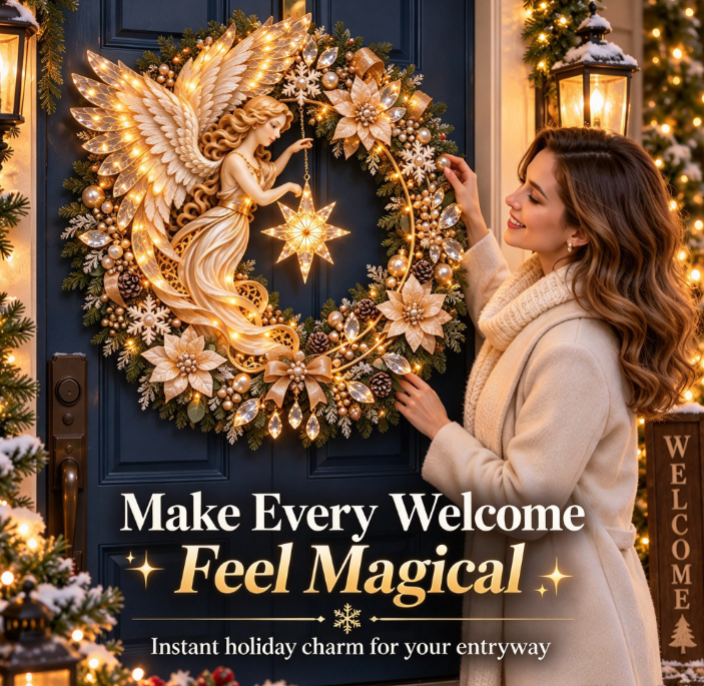 ✨🕊️ Christmas Angel LED Wreath Door Decor
