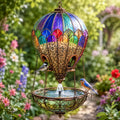 🌈 Stained Glass Hot Air Balloon Bird Feeder Fountain🐦