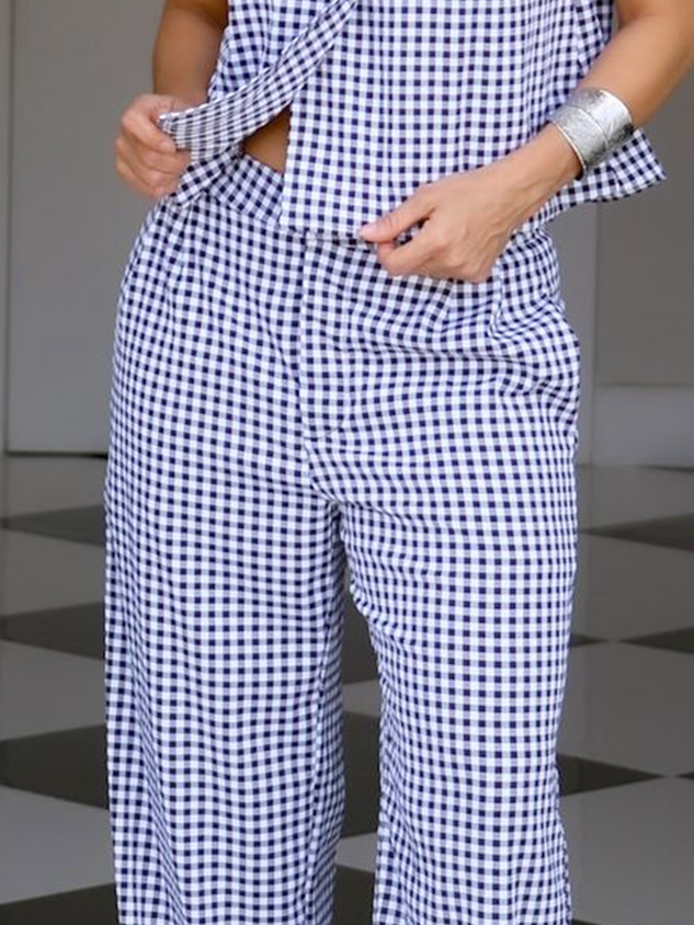 Casual Plaid Straight Pants