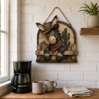 🌵 Rustic Cowboy Donkey Wall Hanging – Western Farmhouse Décor & Country Keepsake