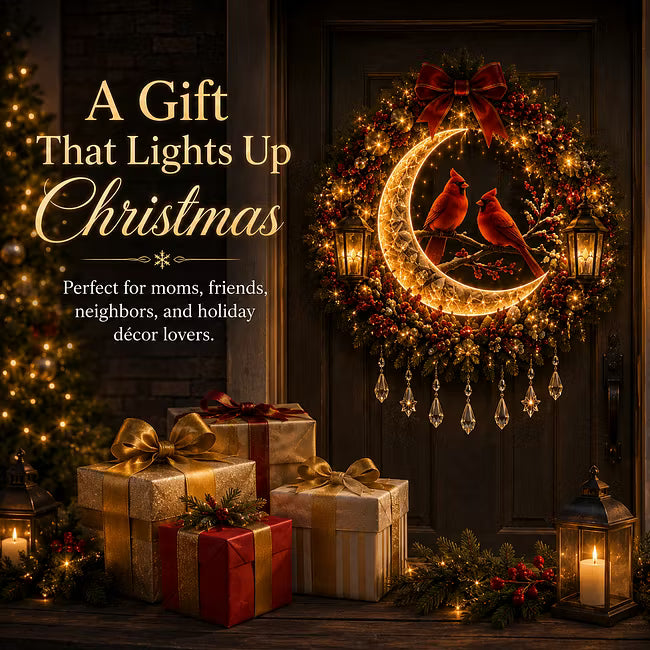 👼 Moonlit Wreath Collection – Lighted Holiday Door Decor 🎄