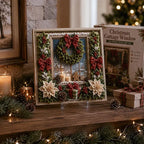 Premium 3D Christmas Fabric Poke Art Kit | No-Sew Holiday Craft with Pre-Punched Board, Fabric Squares & Display Stand