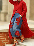 Casual Cotton Shirt Collar Blouse Loose Long Sleeve Daily Top