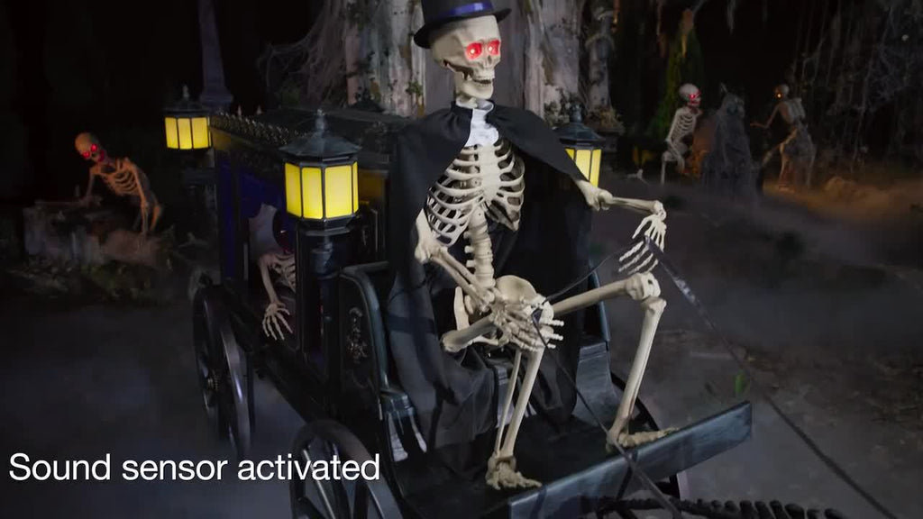 5 ft. Grave & Bones Animated LED Hearse