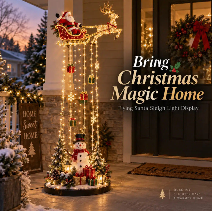Santa Sleigh Cascade Light Stand
