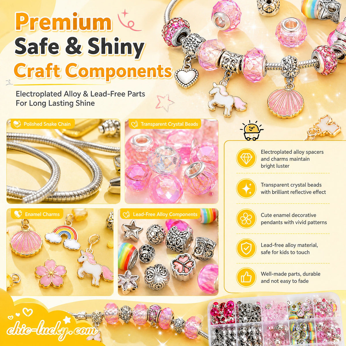 🎁LAST DAY SALE ONLY￡9.99!!💞50K+ SOLD! 📿Kids DIY Charm Bracelet Making Kit💎
