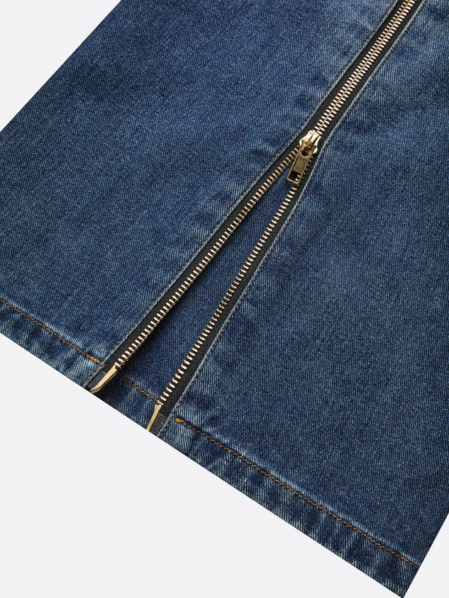 Casual Long Straight Pants H-Line Zipper Regular Fit Daily