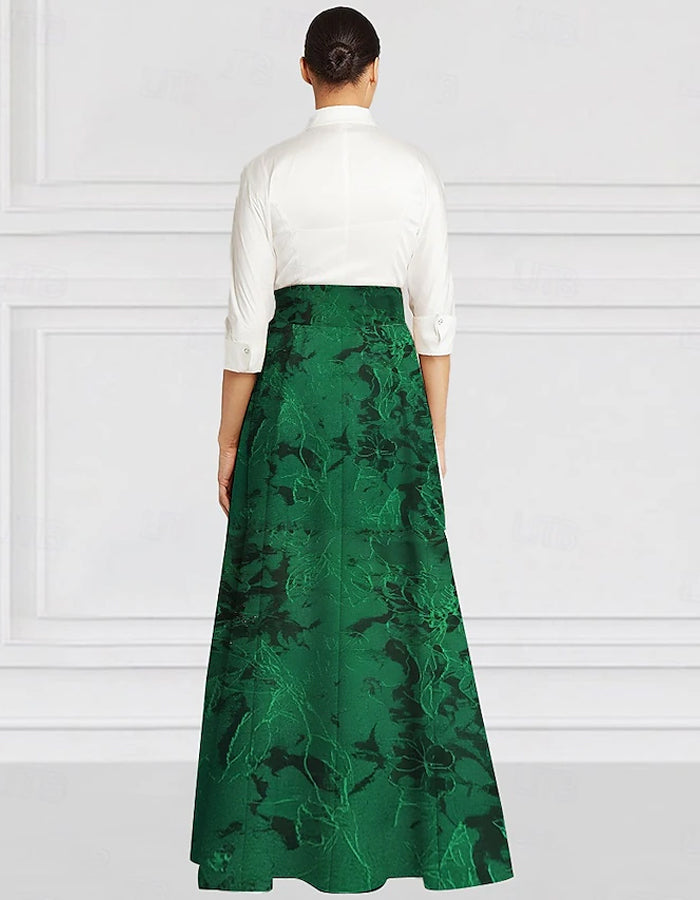 A-line Elegant Vintage Shirt Collar Floor Length Maxi Dress
