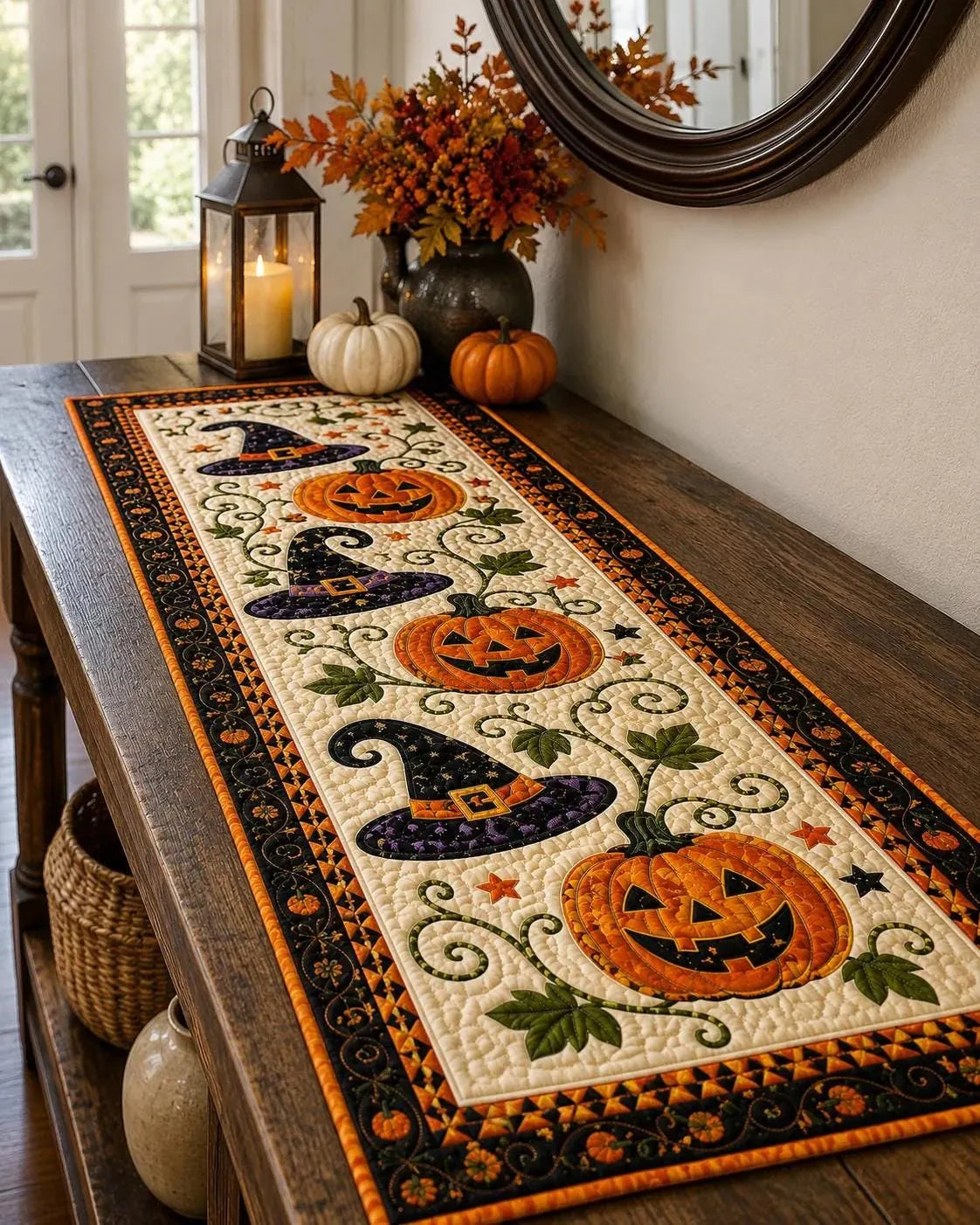 Autumn Spell Quilted Table Runner – Instant Cozy Fall & Halloween Vibe