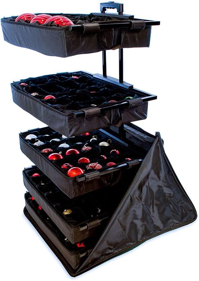 🎄✨ 120-Piece Christmas Ornament Storage Box – 5 Removable Trays & Adjustable Dividers