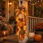 Lighted Harvest Fall Door Decor with Warm LED Lights