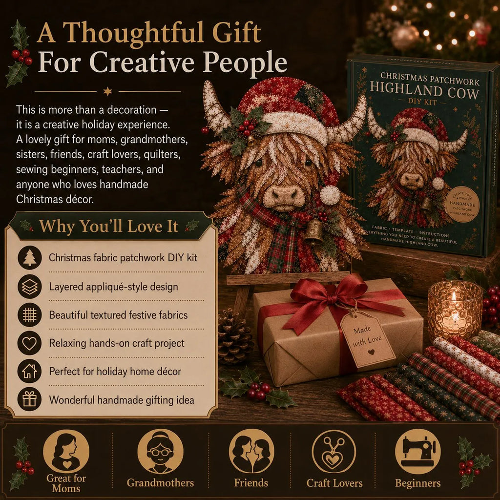 🎅Christmas Patchwork Fabric DIY Decor Kit – Stunning Results, Zero Experience Needed