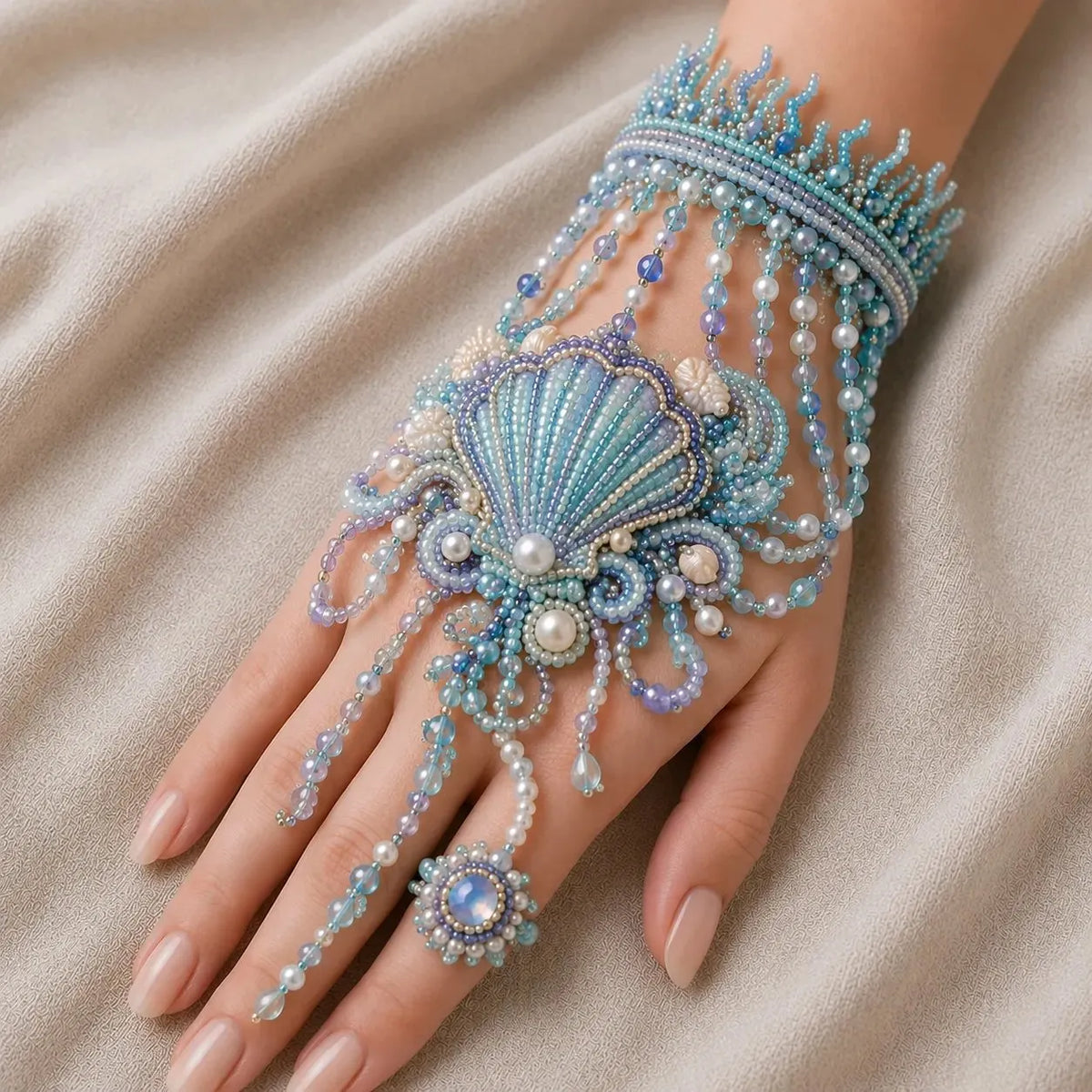 🌊 DIY Ocean Beaded Hand Bracelet Kit