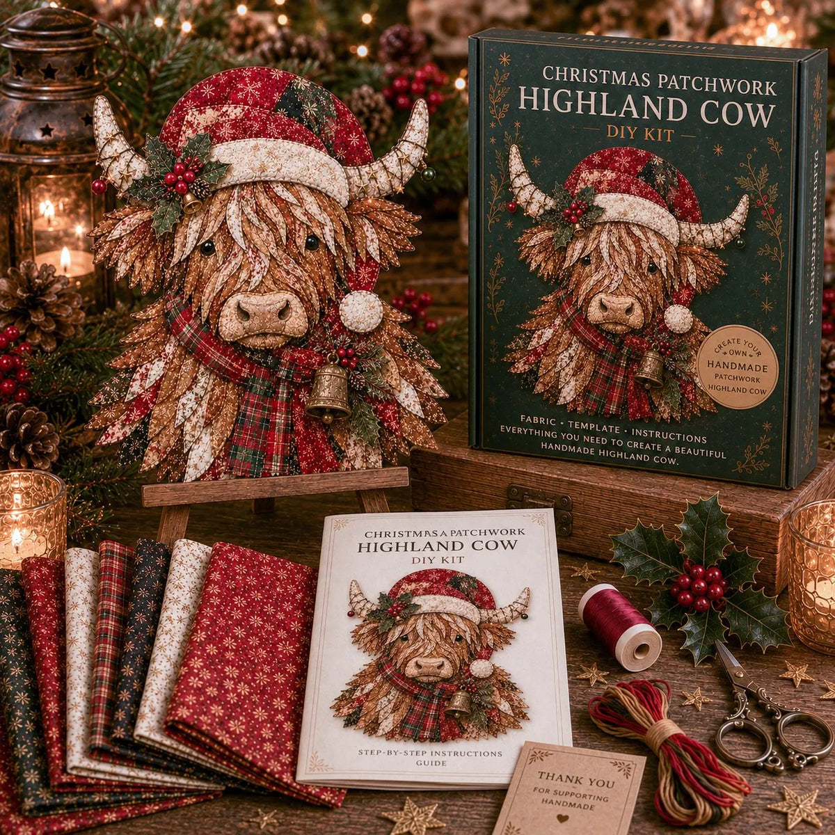 🎅Christmas Patchwork Fabric DIY Decor Kit – Stunning Results, Zero Experience Needed