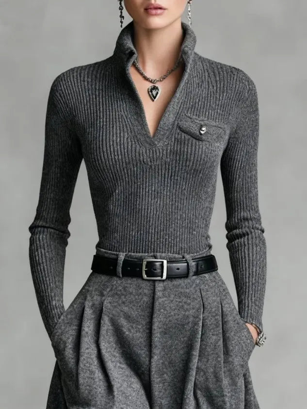 Yarn/Wool Yarn Casual Plain Buttoned Sweater