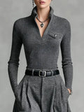 Yarn/Wool Yarn Casual Plain Buttoned Sweater
