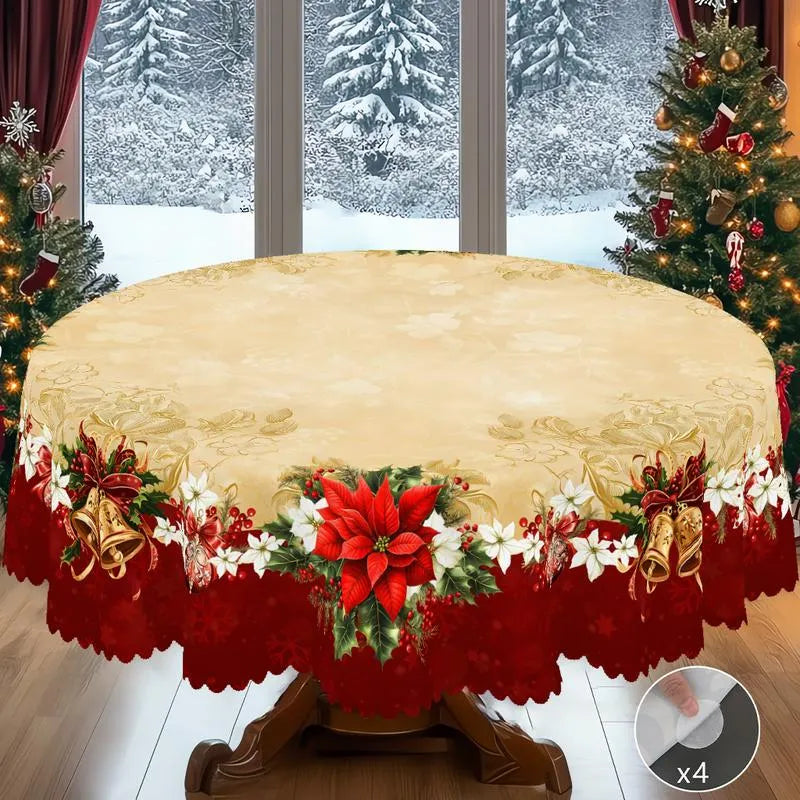 🎄 Jolly Santa & Reindeer Christmas Tablecloth🧼Festive, Family-Ready & Machine Washable! 🎁