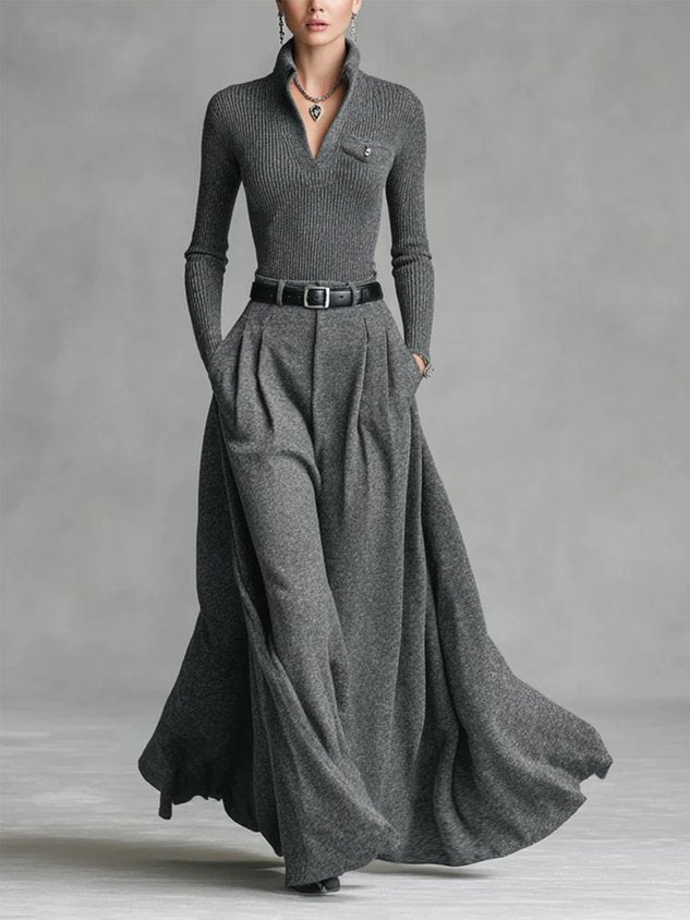 Yarn/Wool Yarn Casual Plain Buttoned Sweater