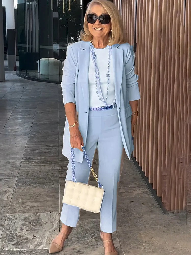 Two-Piece Suit Blazer Coat Pants Gorgeous Neutral Styles Suit