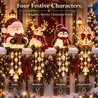🔔🎄 Christmas Porch Railing Lights – 4 Festive Character Designs