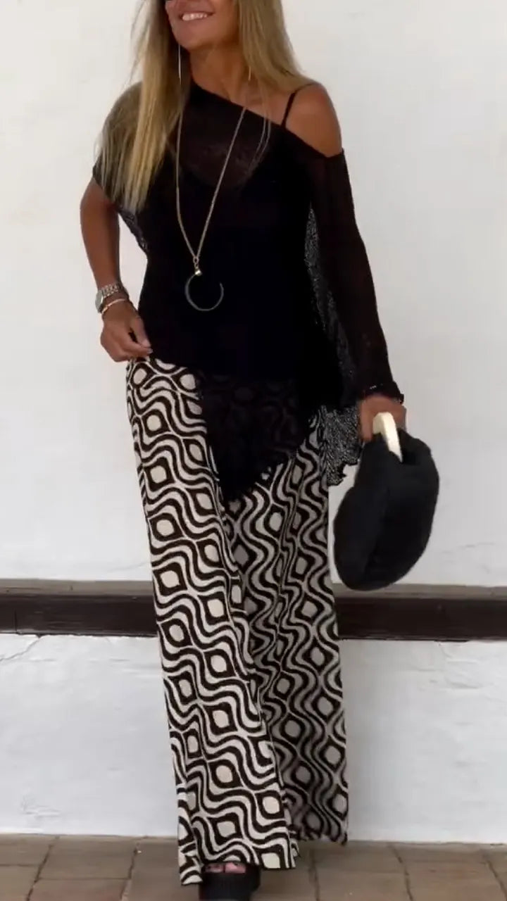 Sheer Knit Asymmetrical Top