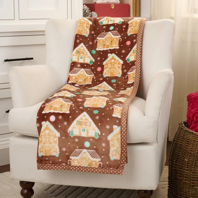 💖Christmas Festive Print Throw Blanket with Border