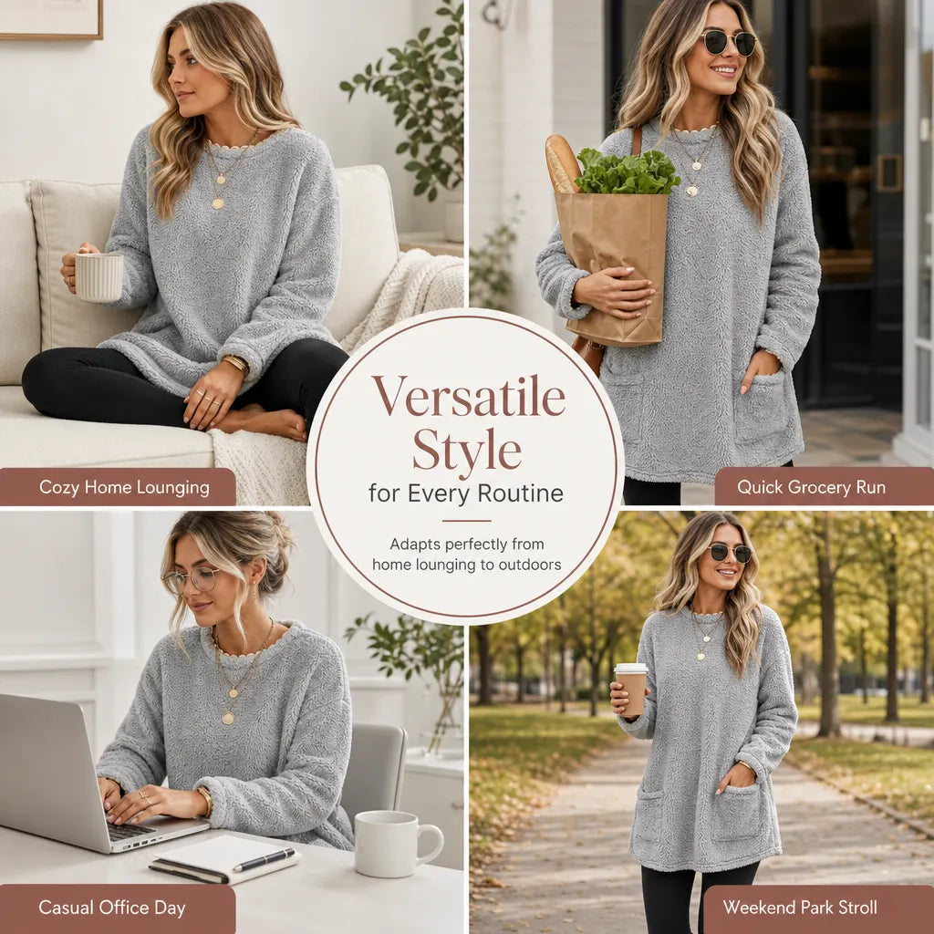 ⏳LAST DAY SALE ONLY ￡15.99!!🔥☁️ Cozy Warmth, Easy Everyday Style | Women's Brushed-Lined Pocket Top